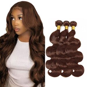 26 28 30 inch Brown Bundles Human Hair #4 Body Wave Bundles Chocolate Brown Human Hair 3 Bundles Unprocessed Brazilian Remy Brown Body Wave Bundle for Women