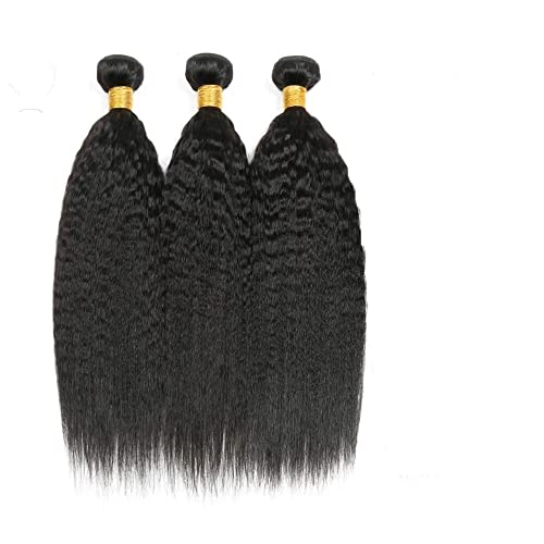 26 28 30 Inch Kinky Straight Human Hair Bundles 8A Grade Brazilian Unprocessed Virgin Hair 3 Bundles Double Weft Yaki Straight Bundles Human Hair Weave Natural Color - Image 8