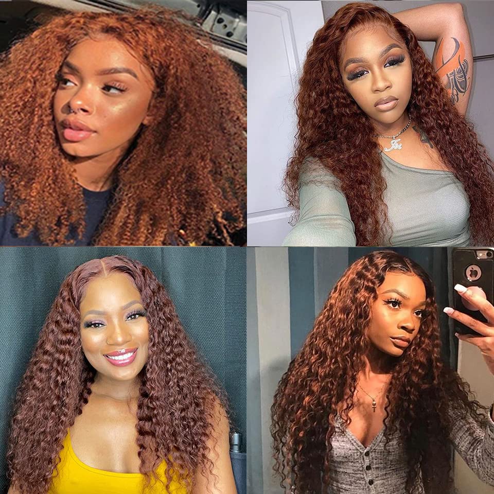 26 28 30 Inch Light Brown Bundles Kinky Curly Human Hair Bundles Brazilian Unprocessed Virgin Remy Human Hair Brown Kinky Curly Bundles Hair Weave for Black Women Color #30 Bundles - Image 2