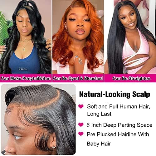 26 Inch 13x6 Hd lace Front Wigs Human Hair, Transparent 13x6 Hd Lace Front Wigs Human Hair, Glueless Body Wave Frontal Wigs Human Hair Pre Plucked With Baby Hair Bleached Knots - Image 7