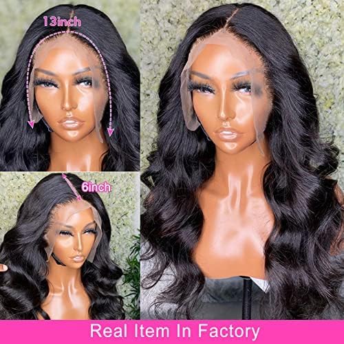 26 Inch 13x6 Hd lace Front Wigs Human Hair, Transparent 13x6 Hd Lace Front Wigs Human Hair, Glueless Body Wave Frontal Wigs Human Hair Pre Plucked With Baby Hair Bleached Knots - Image 2