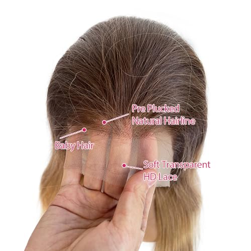26 Inch 13x6 Lace Front Wigs Human Hair HD Transparent Lace Frontal Wigs Pre Plucked with Baby Hair Colored Ombre Honey Blonde Human Hair Lace Front Wig 6 Inch Deep Parting Lace Frontal Wig for Women - Image 4