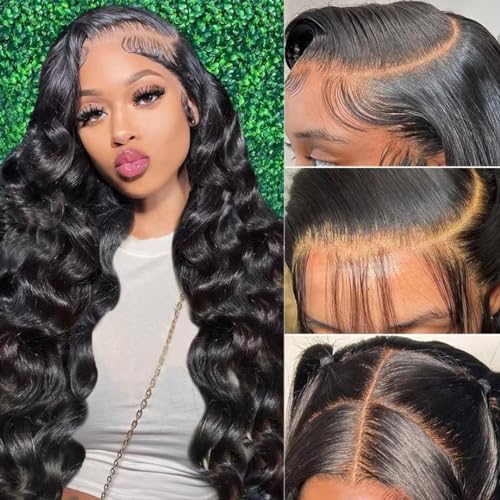 26 Inch Body Wave Lace Front Wigs Human Hair Pre Plucked 180% Density 13x6 HD Transparent Frontal Wigs Human Hair with Baby Hair 12A Glueless Wigs Human Hair for Black Women