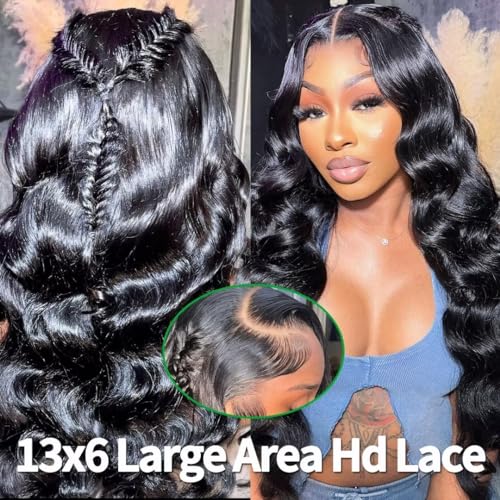 26 Inch Body Wave Lace Front Wigs Human Hair Pre Plucked 180% Density 13x6 HD Transparent Frontal Wigs Human Hair with Baby Hair 12A Glueless Wigs Human Hair for Black Women - Image 2
