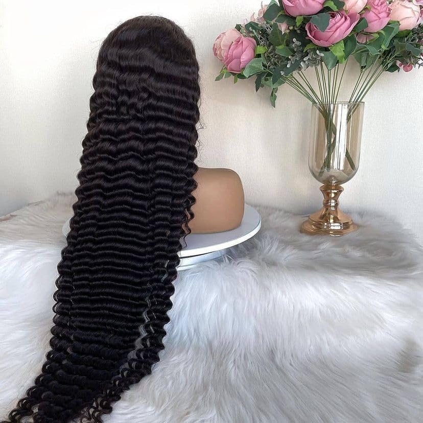 26 inch Deep Wave Frontal Wigs for Black Women Human Hair 200 Density, 13X4 HD Lace Front Wigs Brazilian Virgin Human Hair Long Curly Wig, Glueless Wigs Pre Plucked Natural Hairline with Baby Hair - Image 6