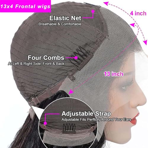 26 Inch Straight Lace Front Wigs Human Hair Pre Plucked 13x4 Lace Frontal Wigs Human Hair for Black Women 180% Density Brazilian Straight Glueless Wigs Human Hair Natural Black - Image 6