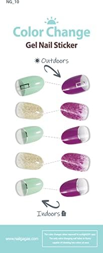26 Pieces Original NG Korean Color-Changing Gel Nail Stickers for Women Modern Mint Finish