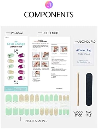 26 Pieces Original NG Korean Color-Changing Gel Nail Stickers for Women Modern Mint Finish - Image 2