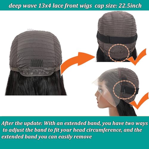 26Inch Deep Wave Lace Front Wigs Human Hair 180% Density Brazilian Virgin 13x4 Deep Curly Wave Frontal Wig Humsn Hair for Black Women Natural Color(26Inch) - Image 5