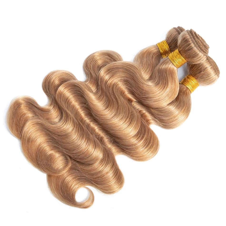 27 Body Wave Bundles Honey Blonde Bundles Human Hair 16 18 20 Inch Weave Extensions Hair 8A Grade Blonde Body Wave Human Hair Bundles Soft And Healthy for Women - Image 5