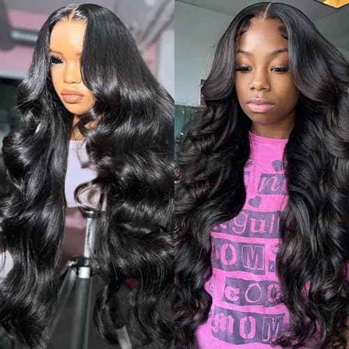 28 Inch 13x6 Body Wave Lace Front Wigs Human Hair 180 Density HD Lace Front Wigs Human Hair Pre Plucked Glueless Wigs Human Hair Frontal Wigs Brazilian Virgin Human Hair Wigs for Women (28 Inch)