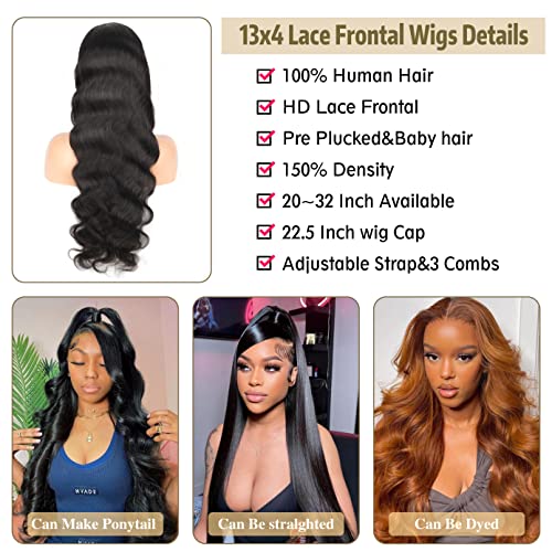 28 Inch Body Wave 13x4 HD Lace Front Human Hair Wig Pre Plucked - Image 5