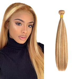28 inch Honey Blonde Bundles Human Hair 27 Bundles P27/613 Straight Human Hair Bundles One Bundle Two Tone Blonde Mixed With Honey Blonde Bundle Human Hair Weave