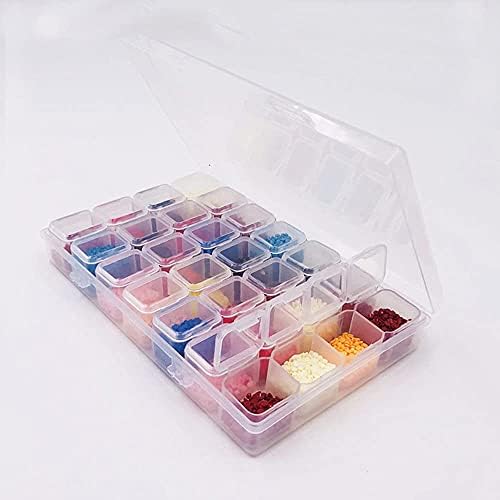 28 Slot Rhinestone Organizer Box Transparent Nail Art Accessories Storage Container