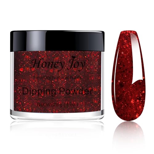 28g/Box Rose Red Wine Shine Glitter Sequins Paillette Dip Powder Nails Dipping Nails Long-Lasting Nails No UV Light Needed, (No.126)