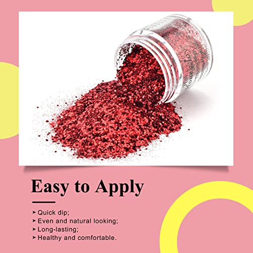 28g/Box Rose Red Wine Shine Glitter Sequins Paillette Dip Powder Nails Dipping Nails Long-Lasting Nails No UV Light Needed, (No.126) - Image 3