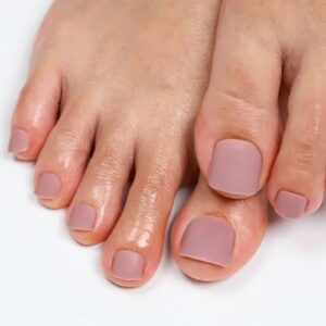 28Pcs 14 Sizes Press on Toenails,ANYOS Solid Color Matte Acrylic Fake Nails,Square Short Toe ons for Women with 48pcs Jelly Stickers,Nail Glue Included (Light Coffee)