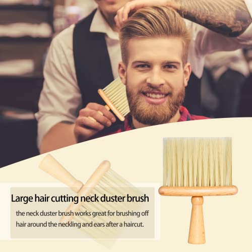 2PCS Barber Brush Neck Duster for Hair Cutting Barbershop Salon and Home Use Natural Wooden Handle - Image 4
