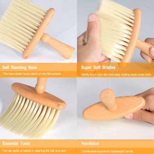 2PCS Barber Brush Neck Duster for Hair Cutting Barbershop Salon and Home Use Natural Wooden Handle - Image 3