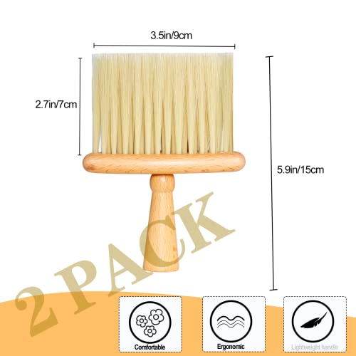 2PCS Barber Brush Neck Duster for Hair Cutting Barbershop Salon and Home Use Natural Wooden Handle - Image 2