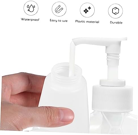 2pcs Bottled Clear Nail Polish Plastic Containers Liquid Dispenser Mini Pump Bottle Liquid Pump Dispenser Make up Removers Small Pump Bottle Dispenser Push Down Dispenser Square - Image 5
