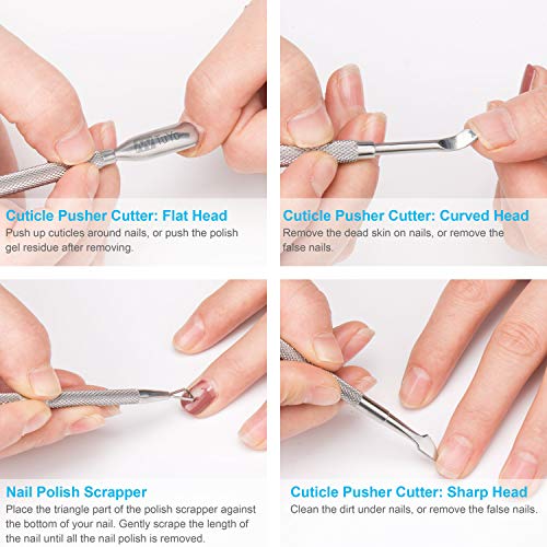 2PCS Cuticle Pusher and Cutter Set, Triangle Cuticle Nail Pusher Peeler Scraper, Professional Grade Stainless Steel Cuticle Remover, Durable Pedicure Manicure Tools for Fingernails Toenails by NANTuYo - Image 4