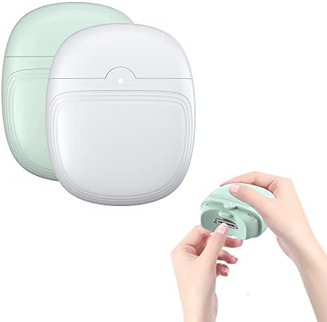 2PCS Electric Nail Clippers, Automatic Nail Clipper with Light, 2 in 1 Fingernail Cutter and File with Nail Scraps Storage, USB Rechargeable Safety Fingernail Trimmer for Adults and Baby Nail Care