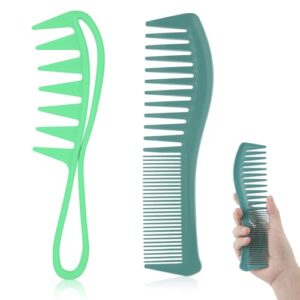 2 Green Wide Tooth Detangling Combs Set for All Hair Types and Styles