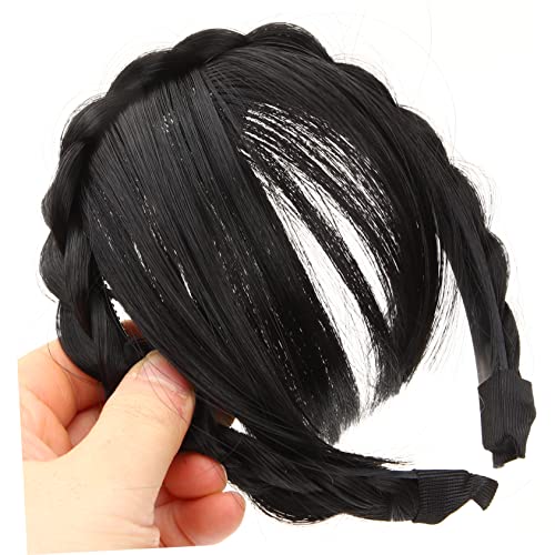 2pcs Human Hair Wigs with Bangs for Women, Headband Hairpieces and Extensions - Image 3