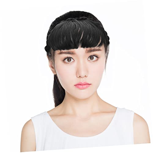 2pcs Human Hair Wigs with Bangs for Women, Headband Hairpieces and Extensions - Image 8