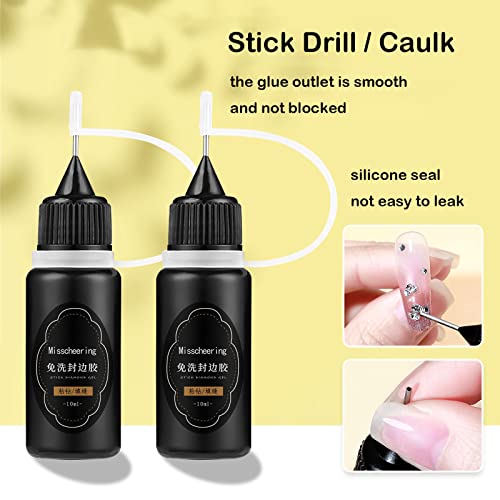 2 Piece Set Nail Rhinestone Gel Glue for Gem and Crystal Decoration Acrylic Nails - Image 2