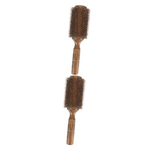 2pcs Roll Pig Bristle Curling Comb Roller Hair Brush Hair Styling Comb Curling Brush Round Hair Brush Hairbrushes for Women Blow Drying Nylon Curls Hair Comb Miss