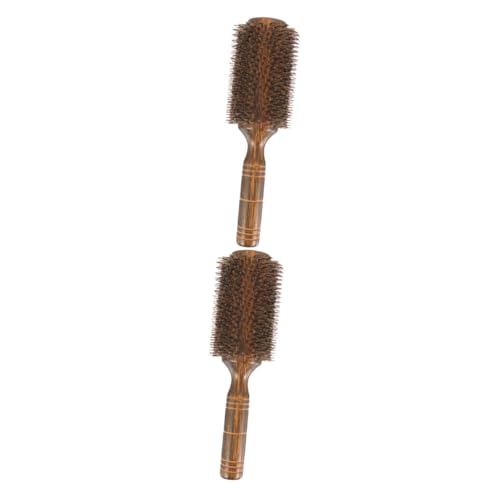 2pcs Roll Pig Bristle Curling Comb Roller Hair Brush Hair Styling Comb Curling Brush Round Hair Brush Hairbrushes for Women Blow Drying Nylon Curls Hair Comb Miss