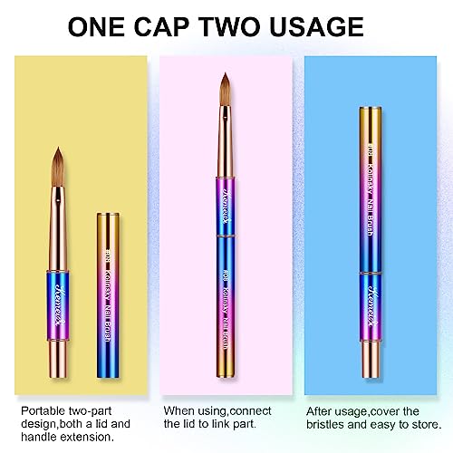 2 Piece #08 Kolinsky Acrylic Nail Brush Set with Sturdy Handles for Professional Nail Art - Image 2