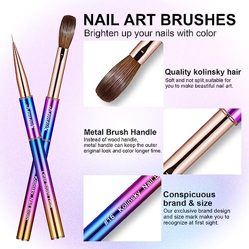 2 Piece #08 Kolinsky Acrylic Nail Brush Set with Sturdy Handles for Professional Nail Art - Image 6