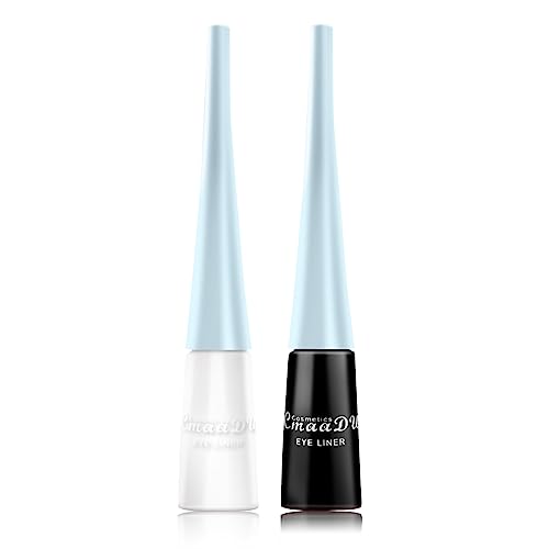 2Pcs White Black Liquid Eyeliner Set Colorful Eyeliner Liquid Matte Eye Liner Waterproof Highly Pigmented Colored Liquid Eyeliner Delineadores De Colores Para Ojos