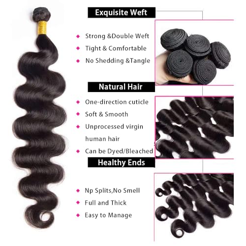 3 Bundles 20 22 24 Inch Brazilian Body Wave 10A Human Hair - Image 3