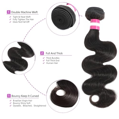 3 Bundles 18 20 22 Inch Natural Brazilian Body Wave Human Hair Extensions - Image 2