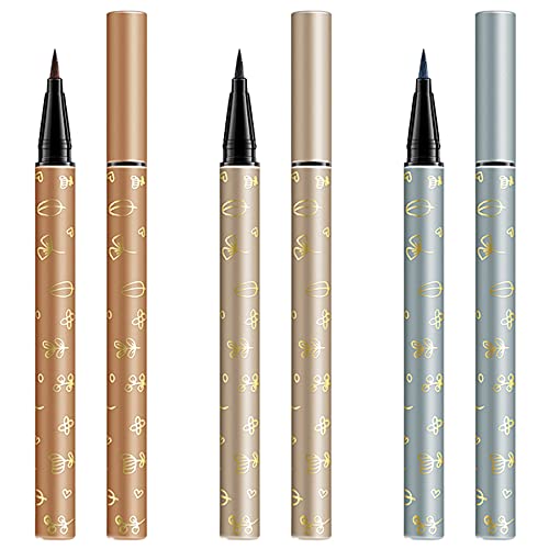 3 Pack Eyeliner Pencil Blue/Orange Waterproof Liquid Eye Liner Pen Smudge Proof Slim Eyeliner Makeup Tools Long Lasting All Day