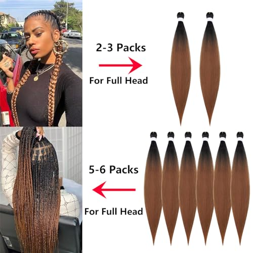 3 Packs 30 Inch Pre Stretched Braiding Hair High Temperature Synthetic Fiber Pre Stretched Ombre Braiding Hair Hot Water Setting For Crochet Twist Braids (30 Inch (Pack of 3), red) - Image 4
