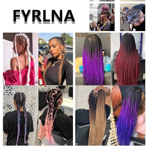 3 Packs 30 Inch Pre Stretched Braiding Hair High Temperature Synthetic Fiber Pre Stretched Ombre Braiding Hair Hot Water Setting For Crochet Twist Braids (30 Inch (Pack of 3), red) - Image 5