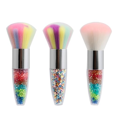 3 Pcs Nail Dust Brush for Acrylic Nails Nail Powder Brush Makeup Brushes Nail Art Brush Manicure Brush Clean Up Tools (Multicolor)