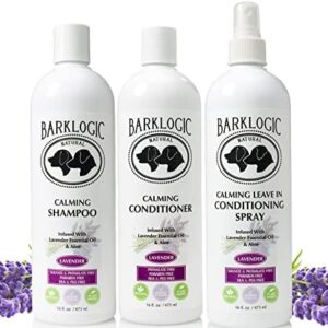 3 Piece Shampoo and Conditioner Grooming Kit for Dogs and Puppies - Lavender Shampoo, Conditioner, and Leave in Conditioning Detangler Spray