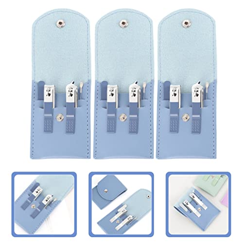 3 Set Nail Clipper Kit Ear Curette Remover Fingernail Clipper Mens Beauty Tools + Accessories Specialty Tools Men Suit Nail Salon Kit Leather + Carbon Steel Care Clippers Man - Image 5