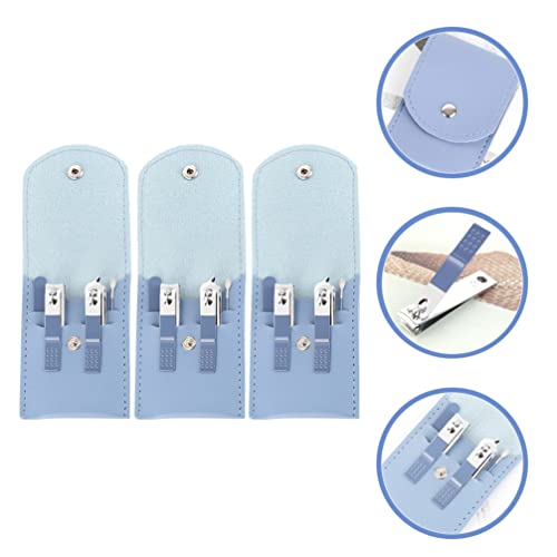 3 Set Nail Clipper Kit Ear Curette Remover Fingernail Clipper Mens Beauty Tools + Accessories Specialty Tools Men Suit Nail Salon Kit Leather + Carbon Steel Care Clippers Man - Image 4