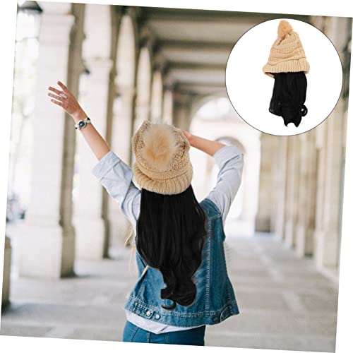 3 Sets Detachable Curly Human Hair Wigs with Winter Hat Ponytail Design - Image 8
