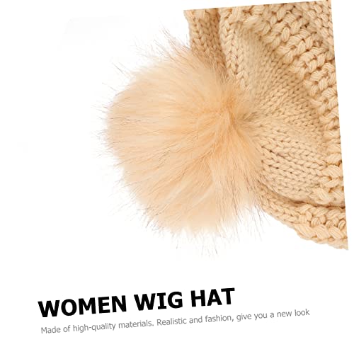 3 Sets Detachable Curly Human Hair Wigs with Winter Hat Ponytail Design - Image 5