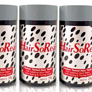 3 x HSR, Hair So Real, Hair Loss Concealer Fiber (Dark Brown) with Free Elidor Pocket Fiberhold Spray