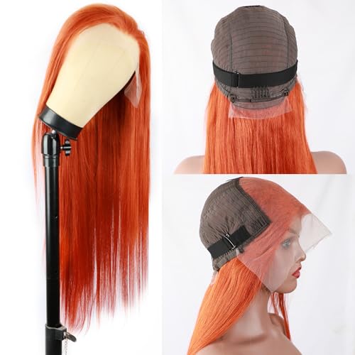 30 inch 13x6 Ginger Lace Front Wigs Human Hair Straight Ginger Orange Lace Front Wigs Human Hair Orange Frontal Wigs Human Hair for Black Women Pre Plucked with Baby Hair 180% Density - Image 5