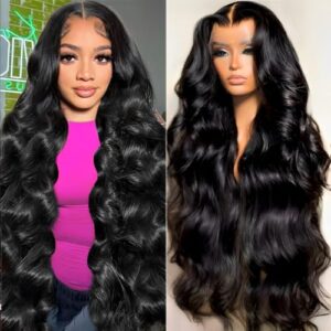 30 Inch 13x6 Lace Front Wigs Human Hair 200 Density Body Wave HD Lace Front Wigs Human Hair Pre Plucked Natural Color Glueless Wig 100% Virgin Human Hair Lace Front Wigs for Women